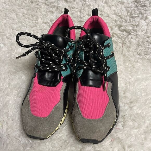 STEVE MADDEN Women's Cliff Trainers Sneakers Dot Wedges NeonMulti color SZ9M - Picture 3 of 10